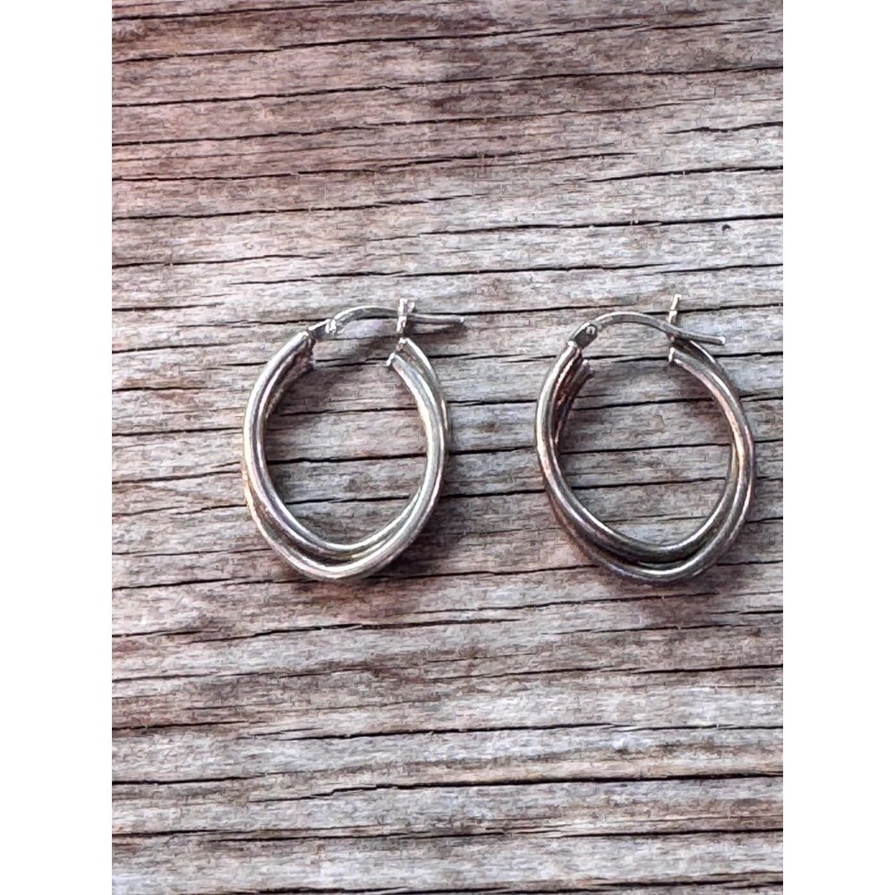 925 Sterling Silver Hoop Earrings 1 Inch Oval Hinged Hoops Lightweight Classic